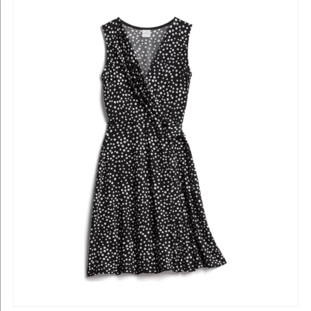 Black & white polka dot faux wrap dress Hailey 23